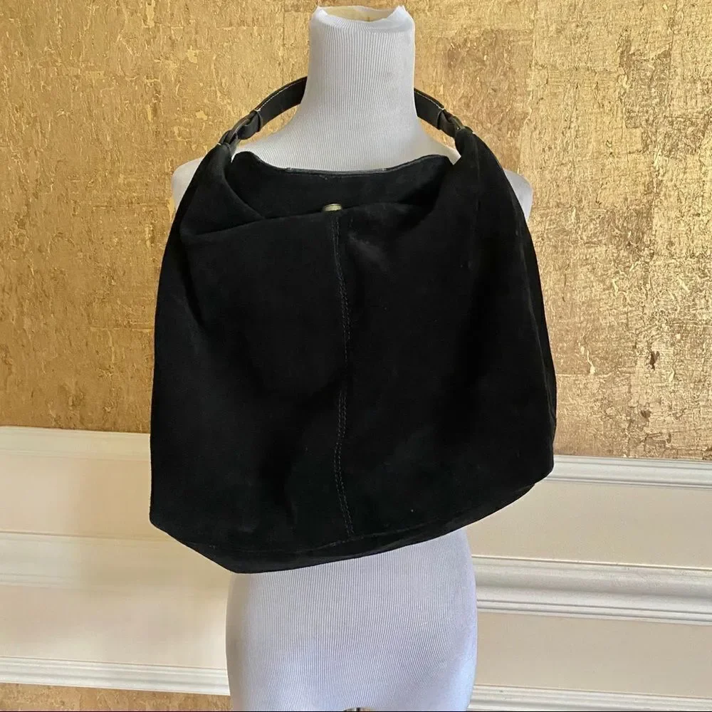 CHICO’S boho black suede leather hobo bag
